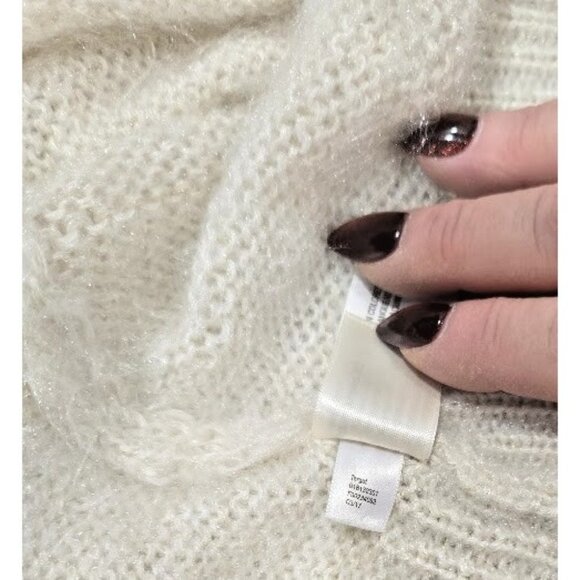 A New Day Fuzzy Crew Neck Sweater Women's Small Winter White Fluffy Soft - Picture 4 of 6